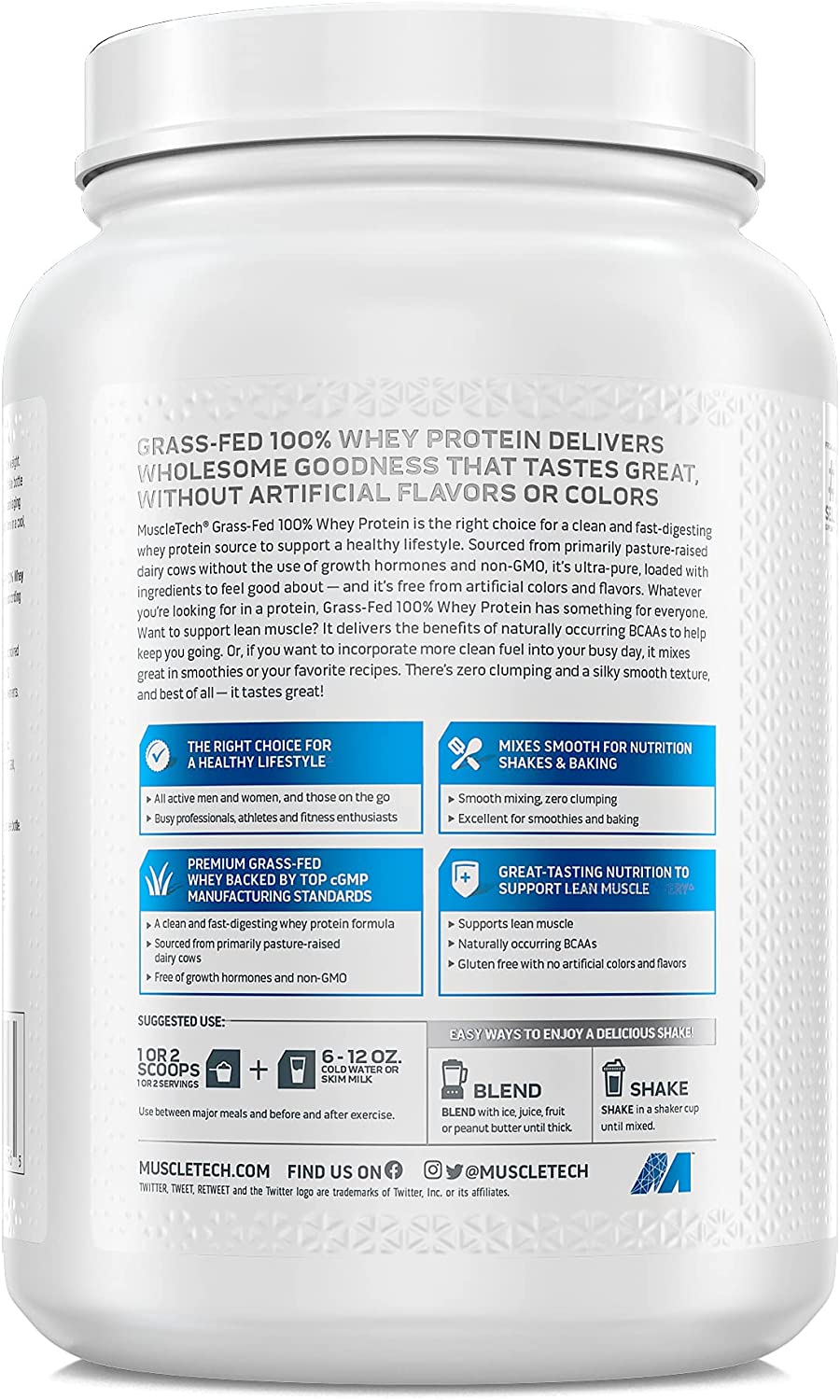 MuscleTech Grass-Fed 100% Whey Protein