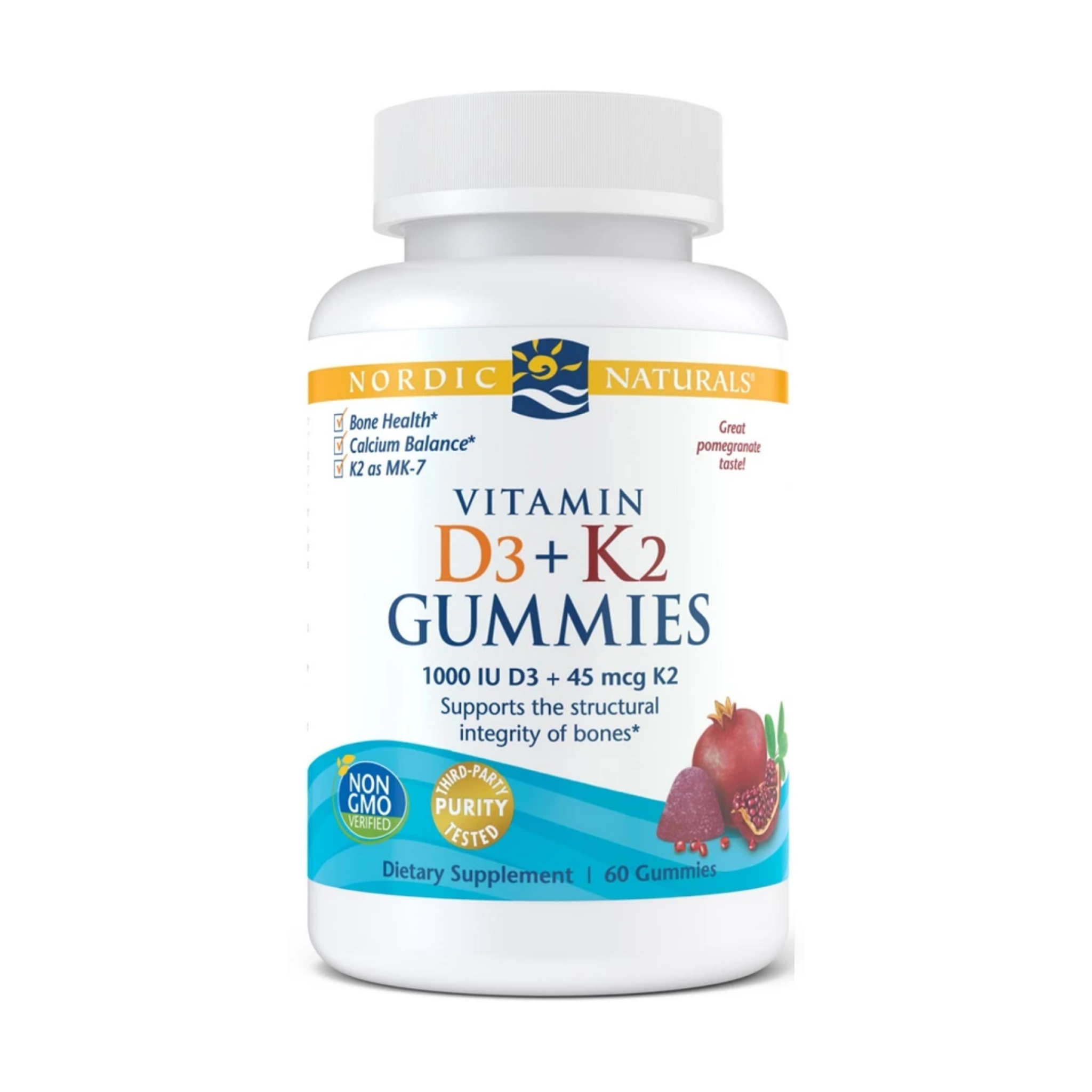 Nordic Naturals Vitamin D3+K2 Gummies, Pomegranate