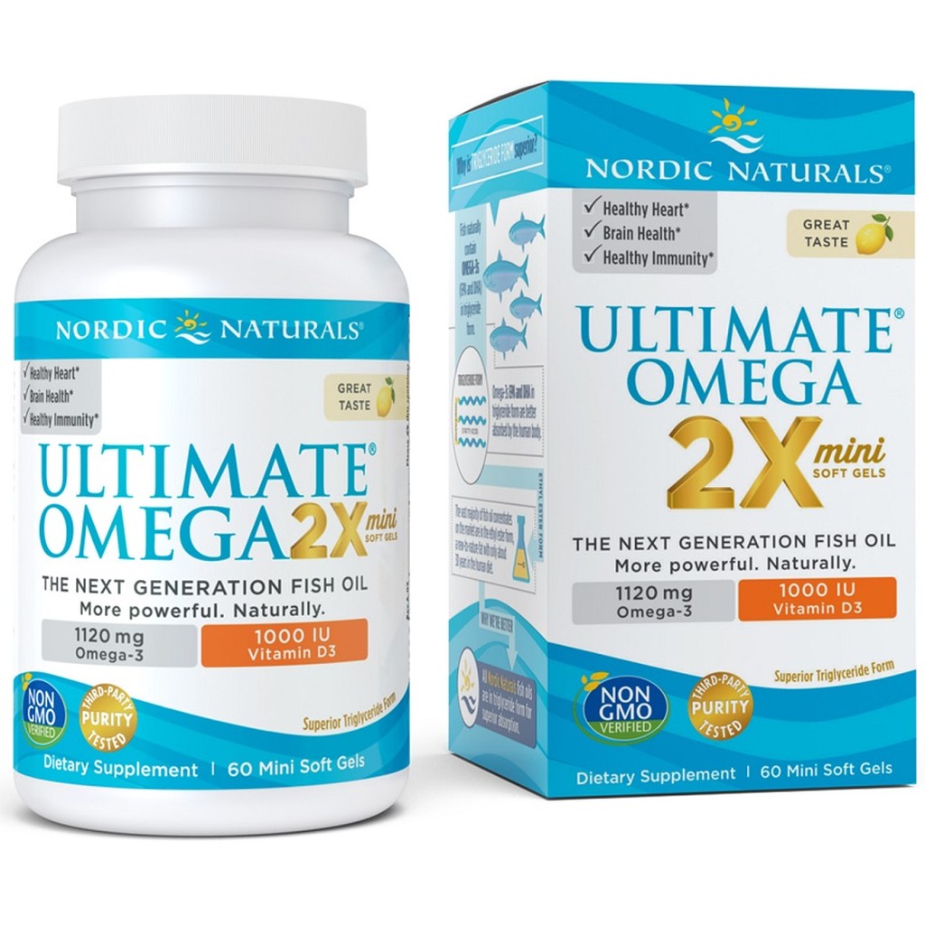Nordic Naturals Ultimate Omega 2X Mini with Vitamin D3, 1120mg Lemon